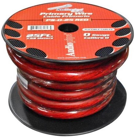 AUDIOP AUDIOP PS025RD 25 ft. 0 Gauge Primary Cable - Red PS025RD